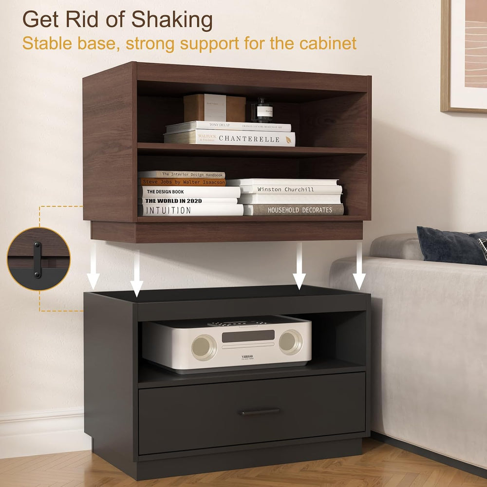 Stackable Storage with 2 Drawers, 28"W Storage Bins for Closet Organizers