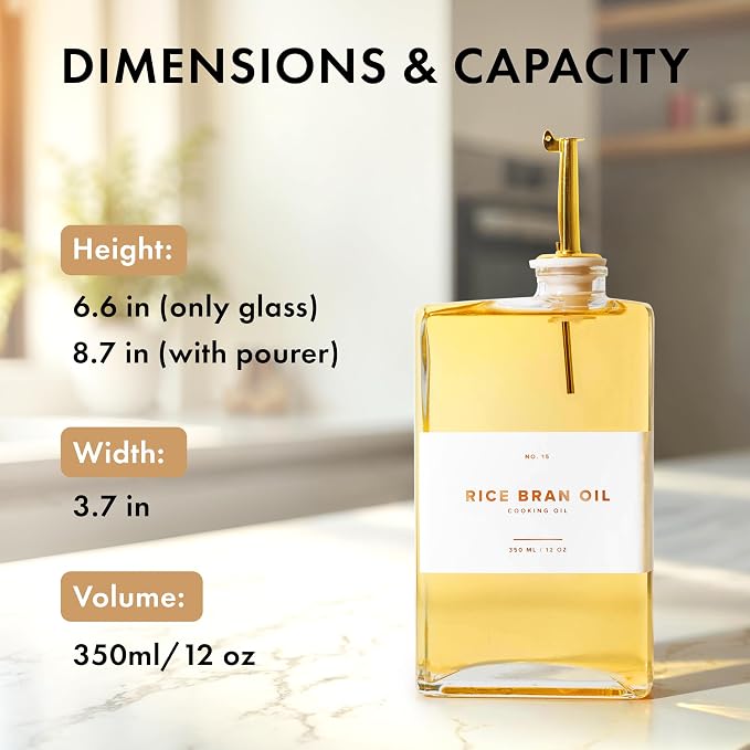 Glass Olive Oil Dispenser Bottle Set: 36 Premium Gold Labels, Oil Dispenser - Image 3
