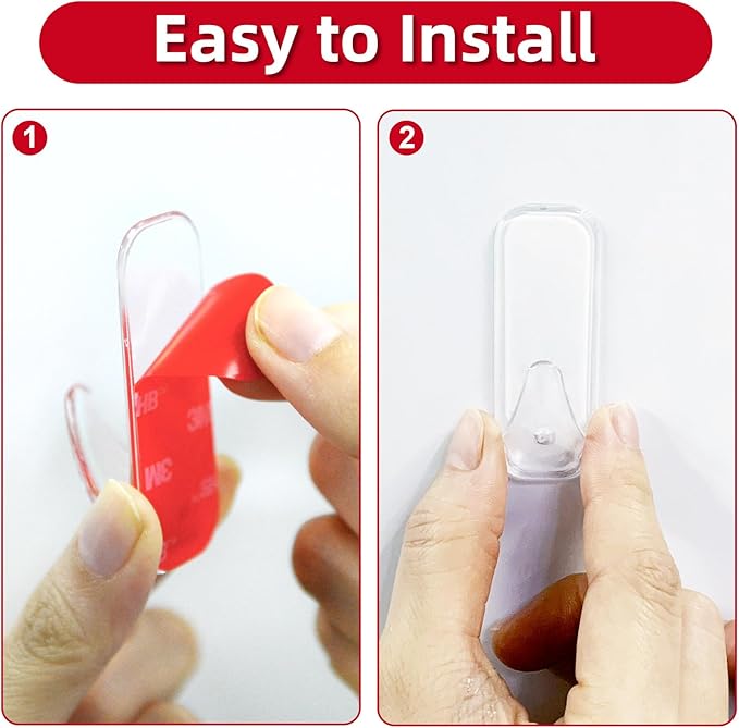 Wall Hooks for Hanging Heavy Duty, Large 12 Self Adhesive Wall - Image 3