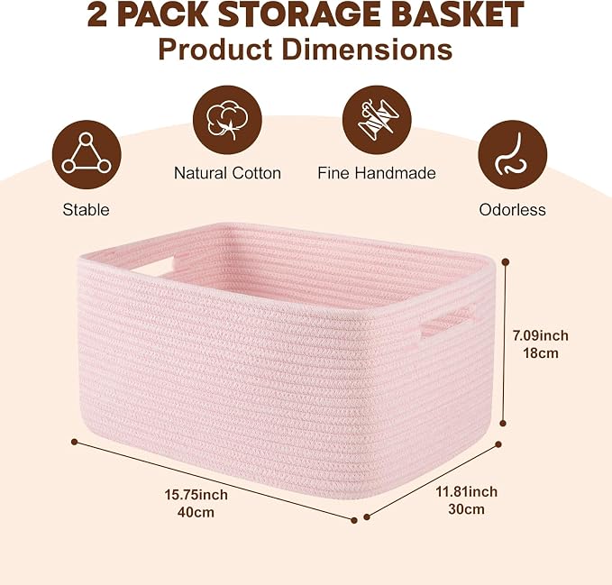 OIAHOMY Storage Basket for Shelves, Closet Cube Storage Bins Baskets for - Image 2