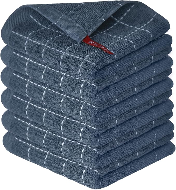 Artoid Mode Checkered Designed Cotton Grey Terry Kitchen Dish Cloths, 12x12 by ArtoidMode