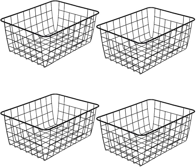 LeleCAT Wire Baskets with Handles, Wire Storage Organizer Baskets, Household by LeleCAT