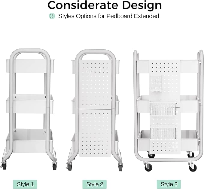 DESIGNA 3-Tier Rolling Cart, Utility Cart - Image 4