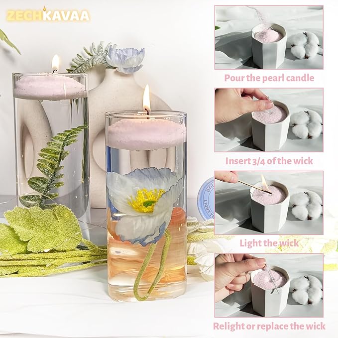 Unscented Pink Pearled Candle 18oz Luxury Sand Candle Granulated Wax - Image 5