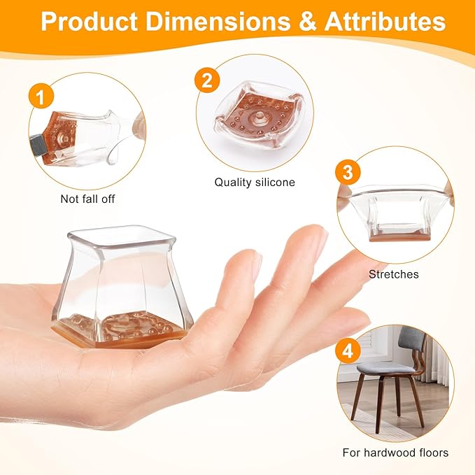 CHUNZEXI 32 Pack Square Chair Leg Floor Protectors - Image 5