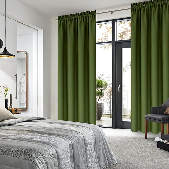 DWCN Olive Green Room Darkening Blackout Curtains - Image 2