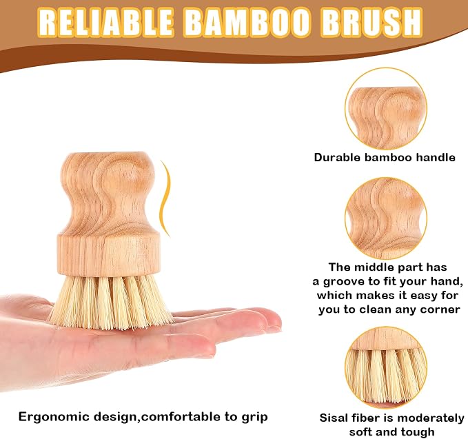 Nuenen 50 Packs Bamboo Dish Scrub Brushes Wooden Scrubbers Set Kitchen - Image 5