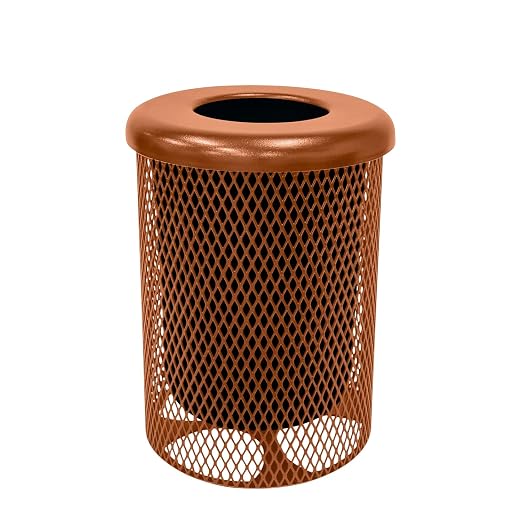 COATEDOUTDOORFURNITURE 32-Gallon Heavy-Duty Expanded Metal Round Trash by CoatedOutdoorFurniture