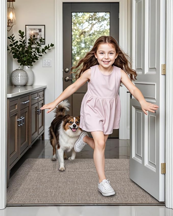 LUMI Ultra Thin Door Mat for Entryway, Low Profile Non Slip Rubber Backing - Image 5
