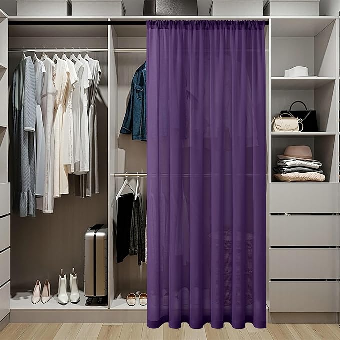 Tollpiz Sheer Door Curtains Closet Linen Textured Curtains Sheer Doorway Light - Image 3