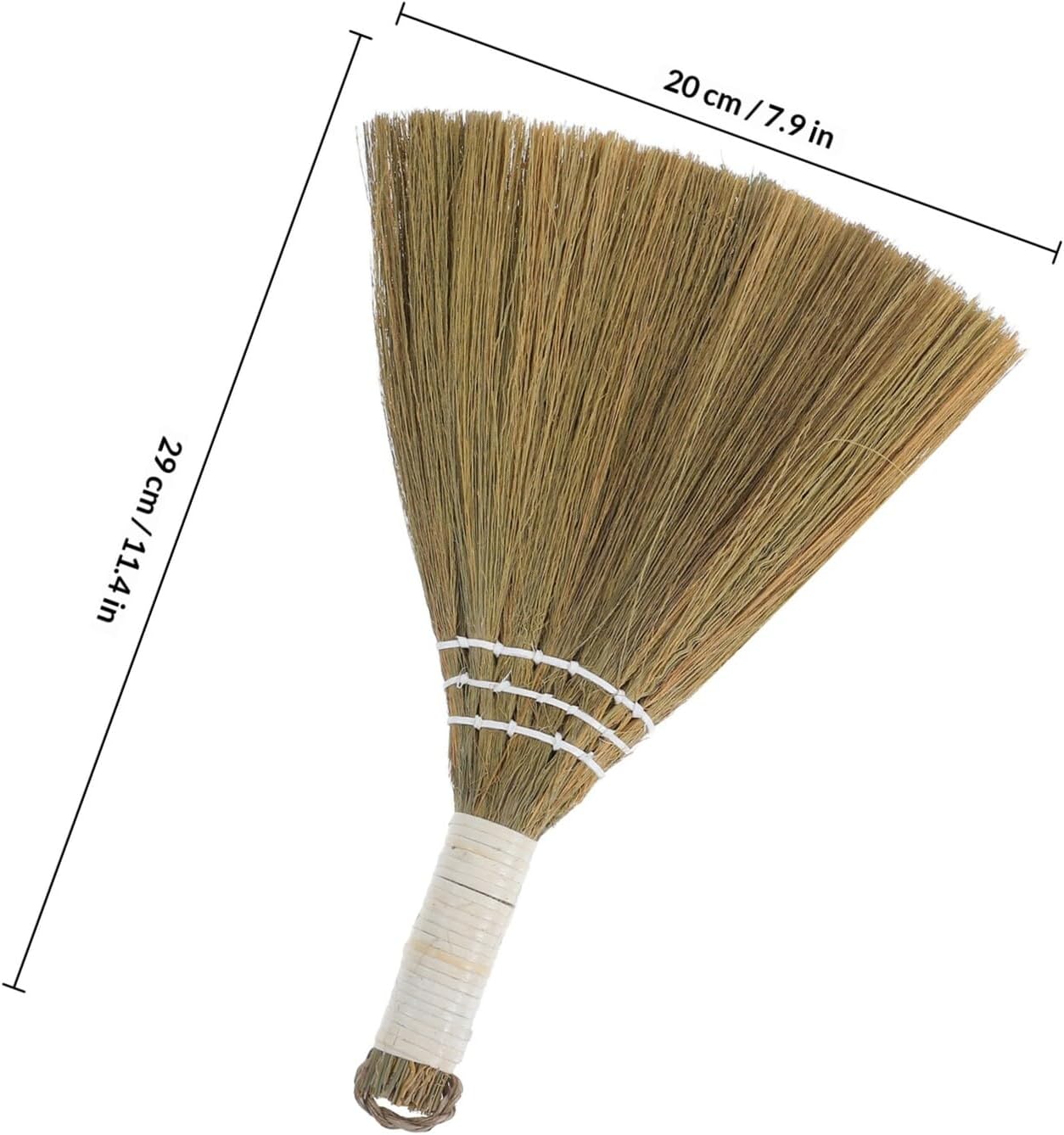 Generic Handheld Natural Straw Whisk Broom 20x28cm Small Lightweight Whisk Broom for Indoor Household Cleaning and Pet Hair Removal