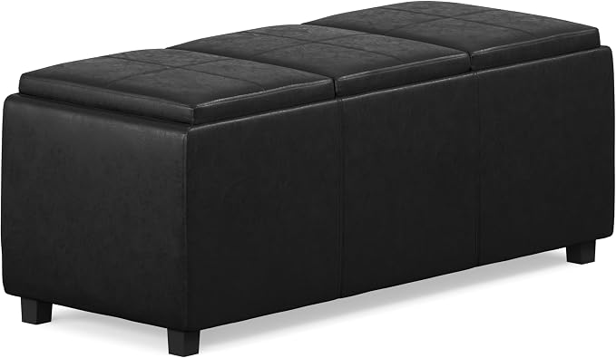 SIMPLIHOME Avalon 42 inch Wide Contemporary Rectangle Storage Ottoman in by SimpliHome