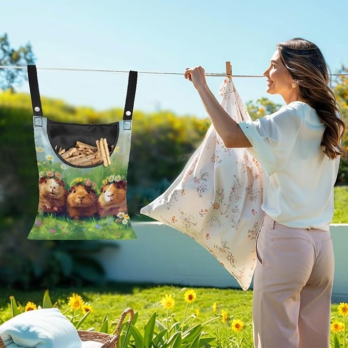 Guinea Pig Clothespin Bag Space-Saving Laundry Hanging Storage Organizer - Image 2