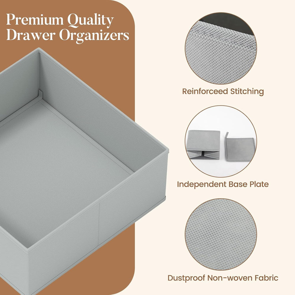 Drawer Organizer Storage for Clothes, Socks, 21 Pack, Grey