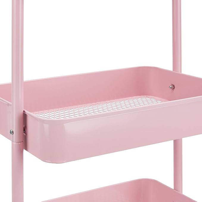 Amazon Basics 3-Tier Rolling Utility or Kitchen Cart, Lockable Wheels, Dusty - Image 2