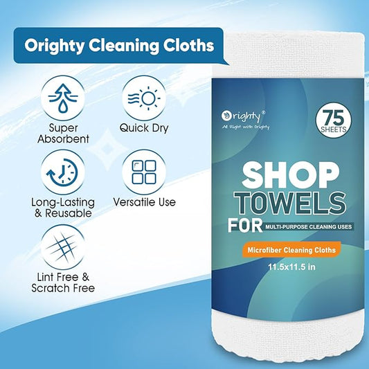 Orighty Microfiber Cleaning Cloths, 75 Sheets Shop Towels, Reusable Paper - Image 2