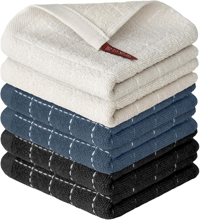 Artoid Mode Checkered Designed Cotton Beige Grey Black Terry Kitchen Dish Cloths by ArtoidMode