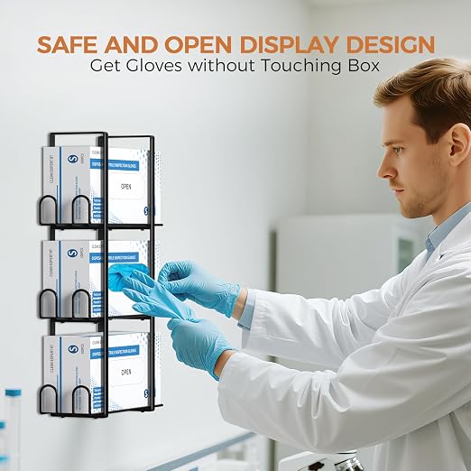 Glove Holder Dispenser for Wall Mount, Wall-Mounted Triple Rubber Box Holder - Image 2