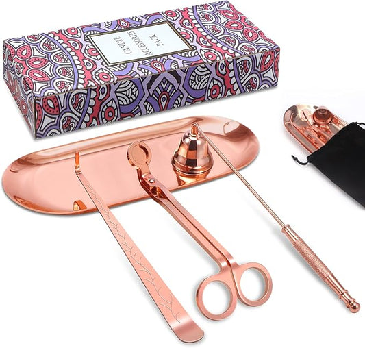 Lsnisni 4 in 1 Champagne Gold Candle Accessory Set by Lsnisni