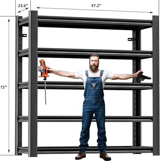 Garage Shelving, 5 Tier 72"X47.2"X23.6"Inches, Storage Shelves Heavy Duty - Image 2
