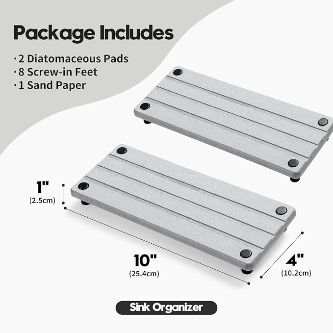 2 Pack Fast Drying Water Absorbing Diatomite Stone Mat Tray - Image 2
