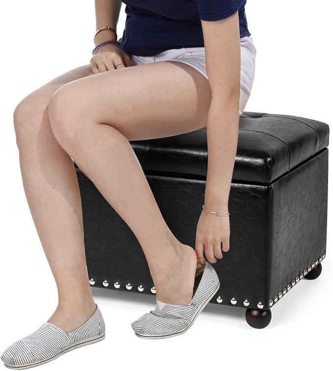Joveco Leather Storage Ottoman,