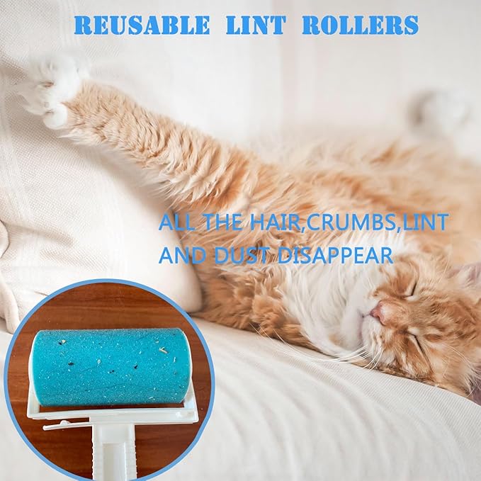 Reusable Portable Lint Roller 4 Pack, Washable Sticky Lint Roller Travel Pet - Image 6