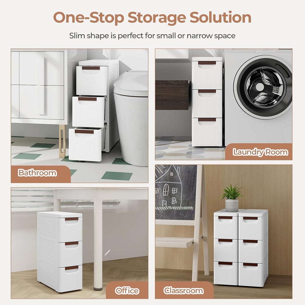 MAT EXPERT Narrow Storage Drawers, Slim Rolling Drawer Cart with Universal Wh...