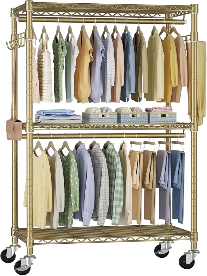 FUTASSI P1 Rolling Clothes Rack, Movable Metal Garment Closet Organizer by FUTASSI