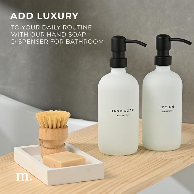 MaisoNovo Soap Dispenser 3-Piece Set | 16.9oz White Bottles - Image 7