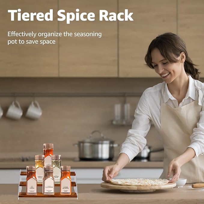 nianfeng Tiered Spice Rack, 3-Tier Spice Pantry Kitchen Cabinet Organizer - Image 4