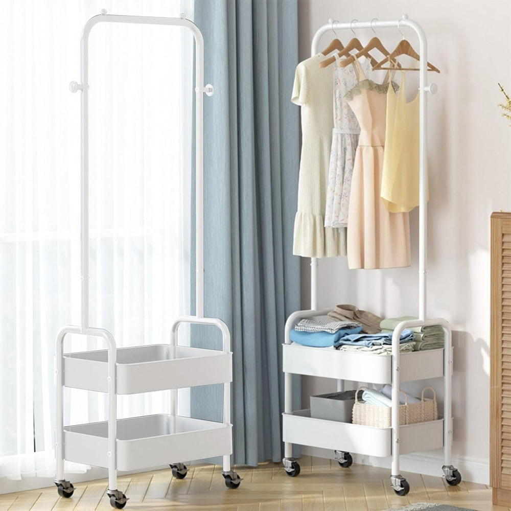 Freestanding Rack For Hanging Clothes With Shoe Storage - 26.37”W x 11.81”L x...