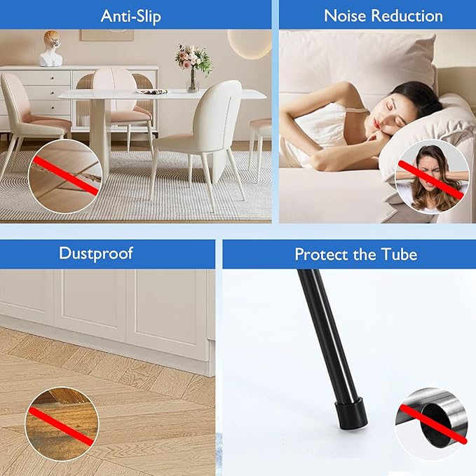 4 Pcs 1-1/4" Round Rubber Chair Leg Caps, PVC Table Leg Covers, Flexible & - Image 6