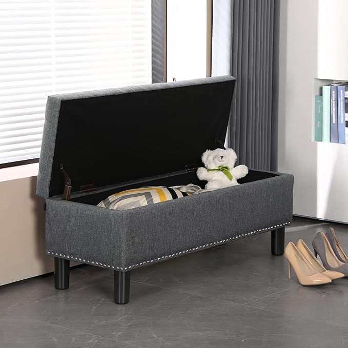 Furnimart 42.5 Inch Storage Ottoman Bench, Flip Top End of Bed Storage Bench - Image 8