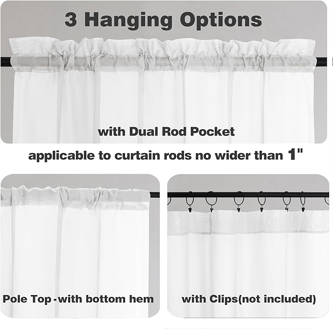 Chyhomenyc Extra Long White Sheer Curtains 144 inch 2 Panels Set, Translucent - Image 7