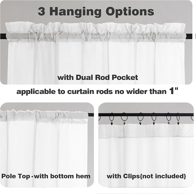 Chyhomenyc Extra Long White Sheer Curtains 120 Inches Long 2 Panels, Light - Image 2