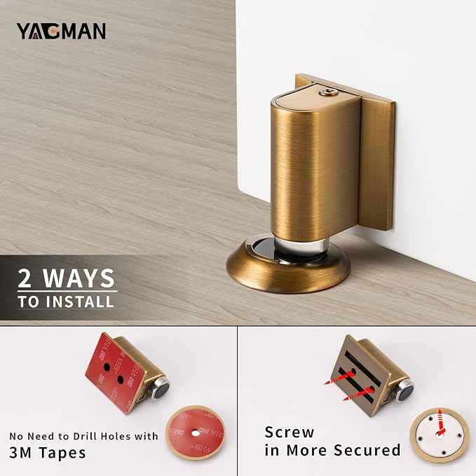 3 Pack Magnetic Door Stoppers Retractable Bottom of Door Holder No Drilling - Image 5