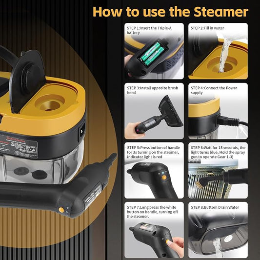 Steam Cleaner, 3-Level Adjustable Handle, 15s Heat-Up, 1.69 Quarts Tank - Image 2