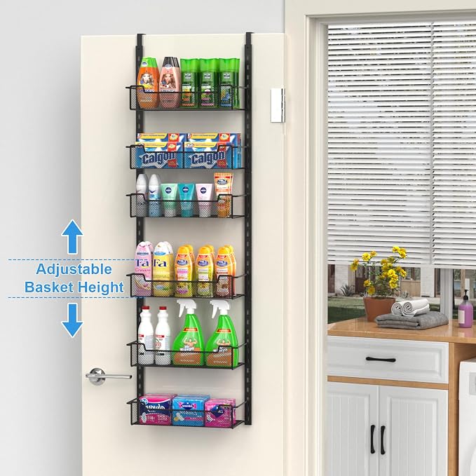 12.3" W Narrow Over the Door Pantry Organizer, 6-Tier Over the Door Organizer - Image 2