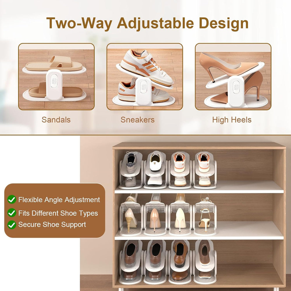 16 Pack Shoe Rack with Aromatherapy Box, Adjustable Space-Saving Organizer