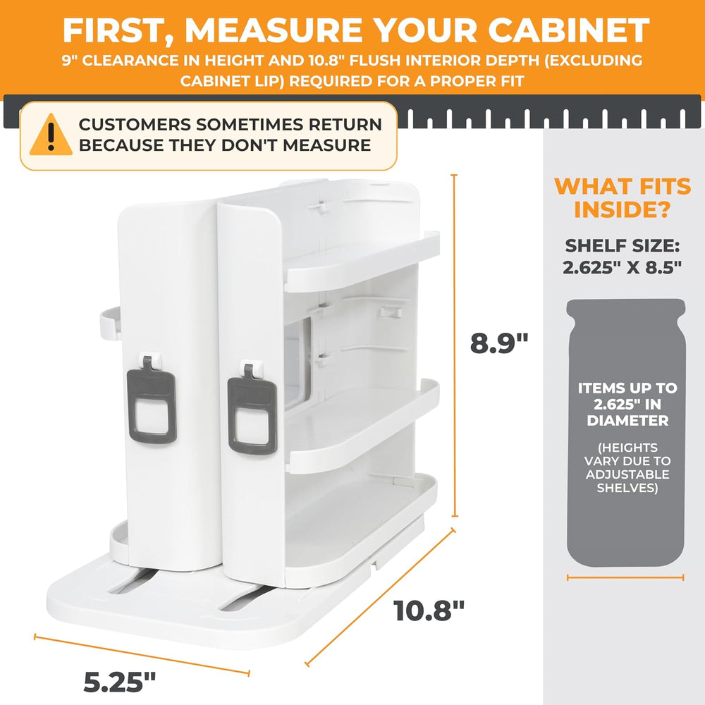 Cabinet Caddy SNAP! Spice Rack Organizer for Cabinet, 4 Adjustable Shelves