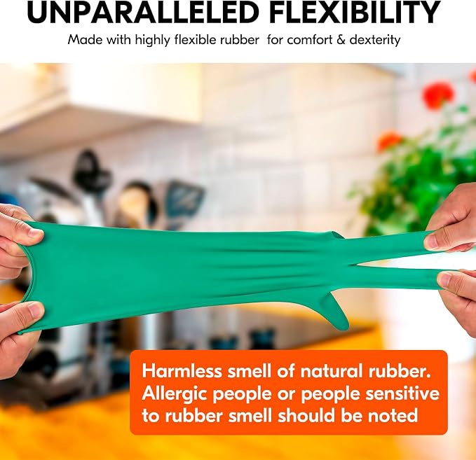 Vgo... 3-Pairs Reusable Household Gloves, Rubber Dishwashing gloves, Extra - Image 5