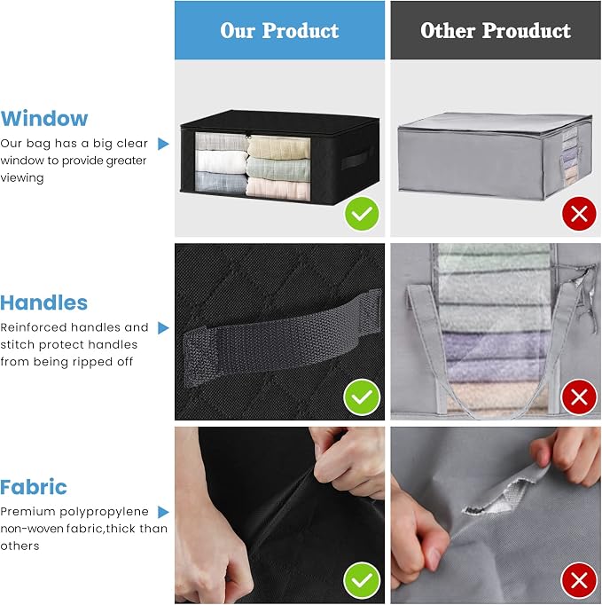 HomeHacks Storage 10-Pack Clothes Organizer Storage Bags Foldable Storage Box - Image 4