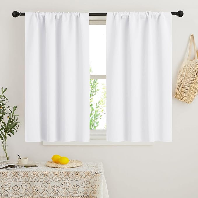 RYB HOME Short Curtains 45 inch 2 Panels Set, Room Darkening Small Window by RYBHOME