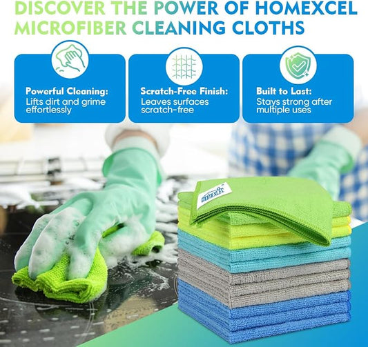 HOMEXCEL Microfiber Cleaning Cloth 12 Pack, 12.5 x 12.5 Inch Microfiber Towels - Image 2