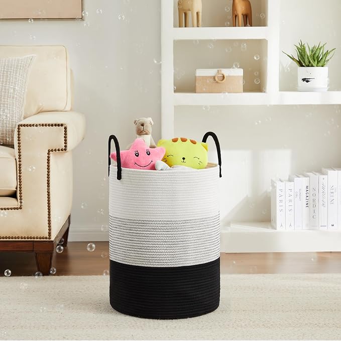 Fiona's magic Cotton Rope Laundry Hamper, Tall Woven Laundry Basket Storage - Image 4