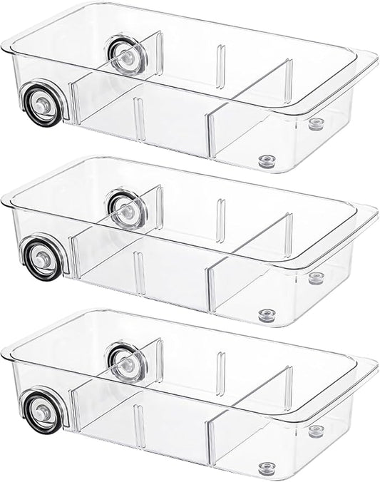 Fridge Organizer Bins With Wheels, 3 Pack Roll Out Refrigerator Organizers And by LXLXXL