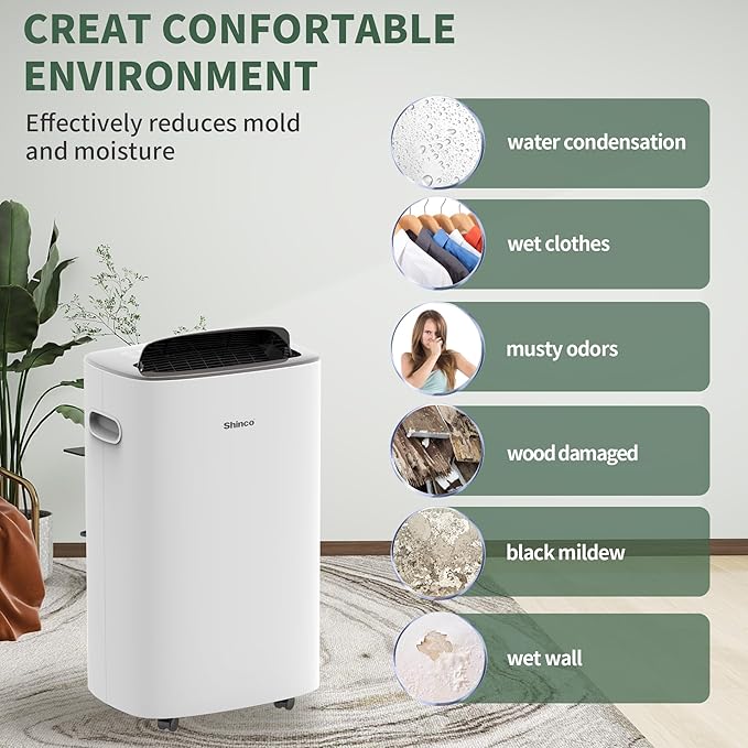 Shinco 86 Pints Dehumidifier for Home and Basements, 5000 Sq.Ft Dehumidifiers - Image 7