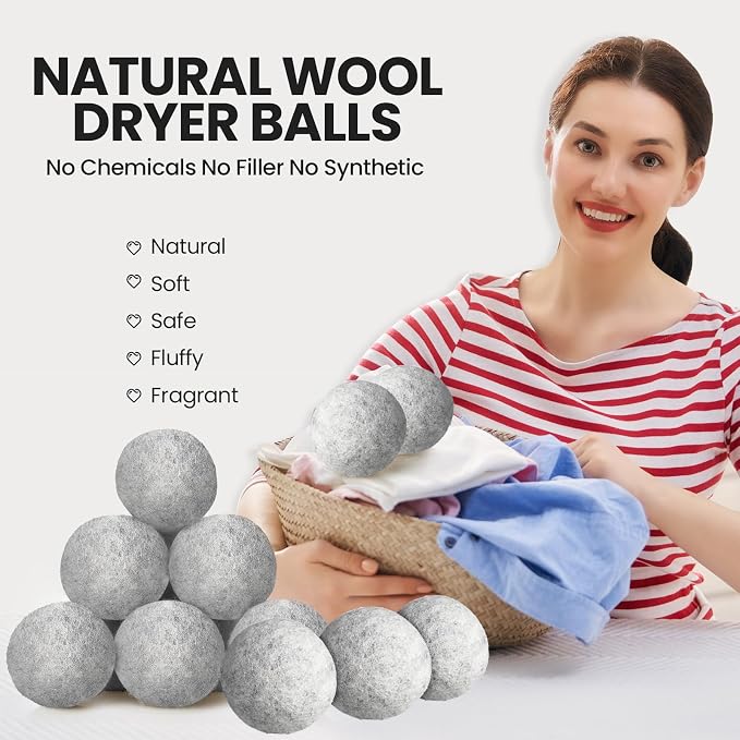 Kenning 26 Pieces Wool Dryer Balls Set, 24 Reusable Dryer Balls - Image 6