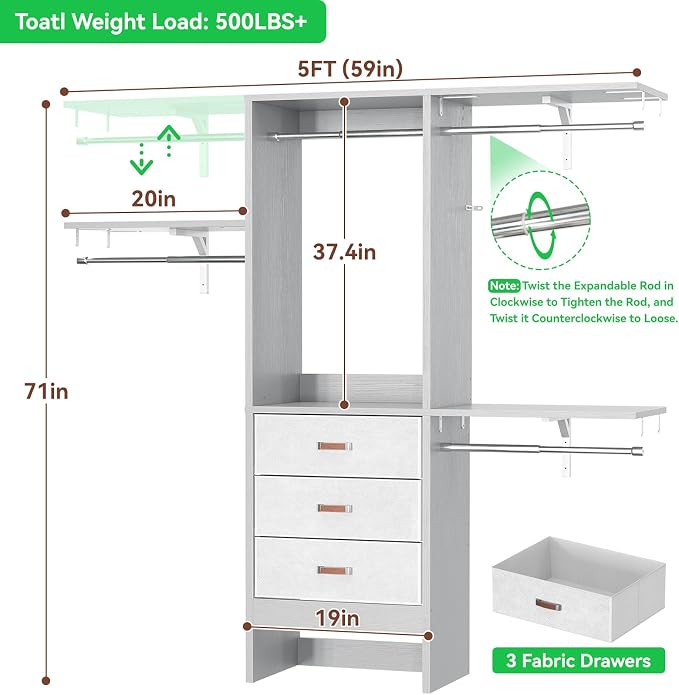 Armocity 5FT Small Closet System - Image 7